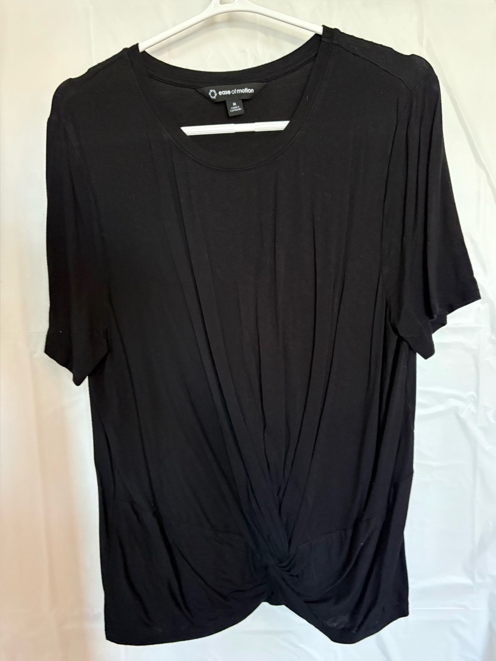 Black Twist-Front Short Sleeve Top